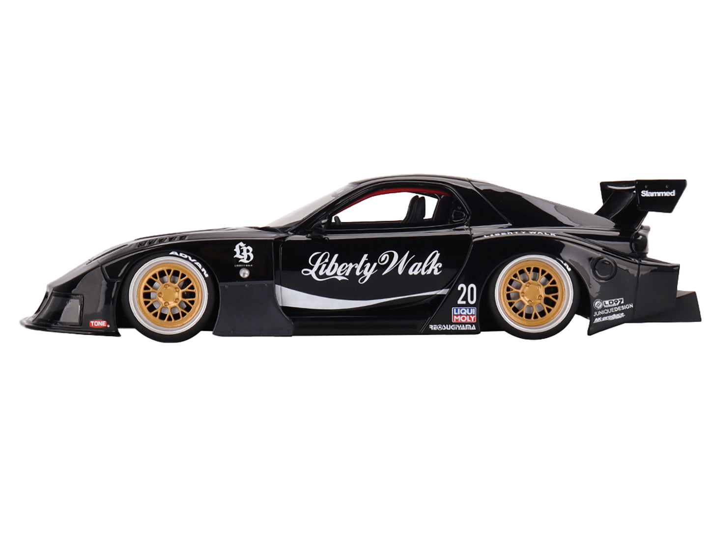 Mazda RX-7 LB-Super Silhouette "Liberty Walk" Black 1/18 Model Car by Top Speed