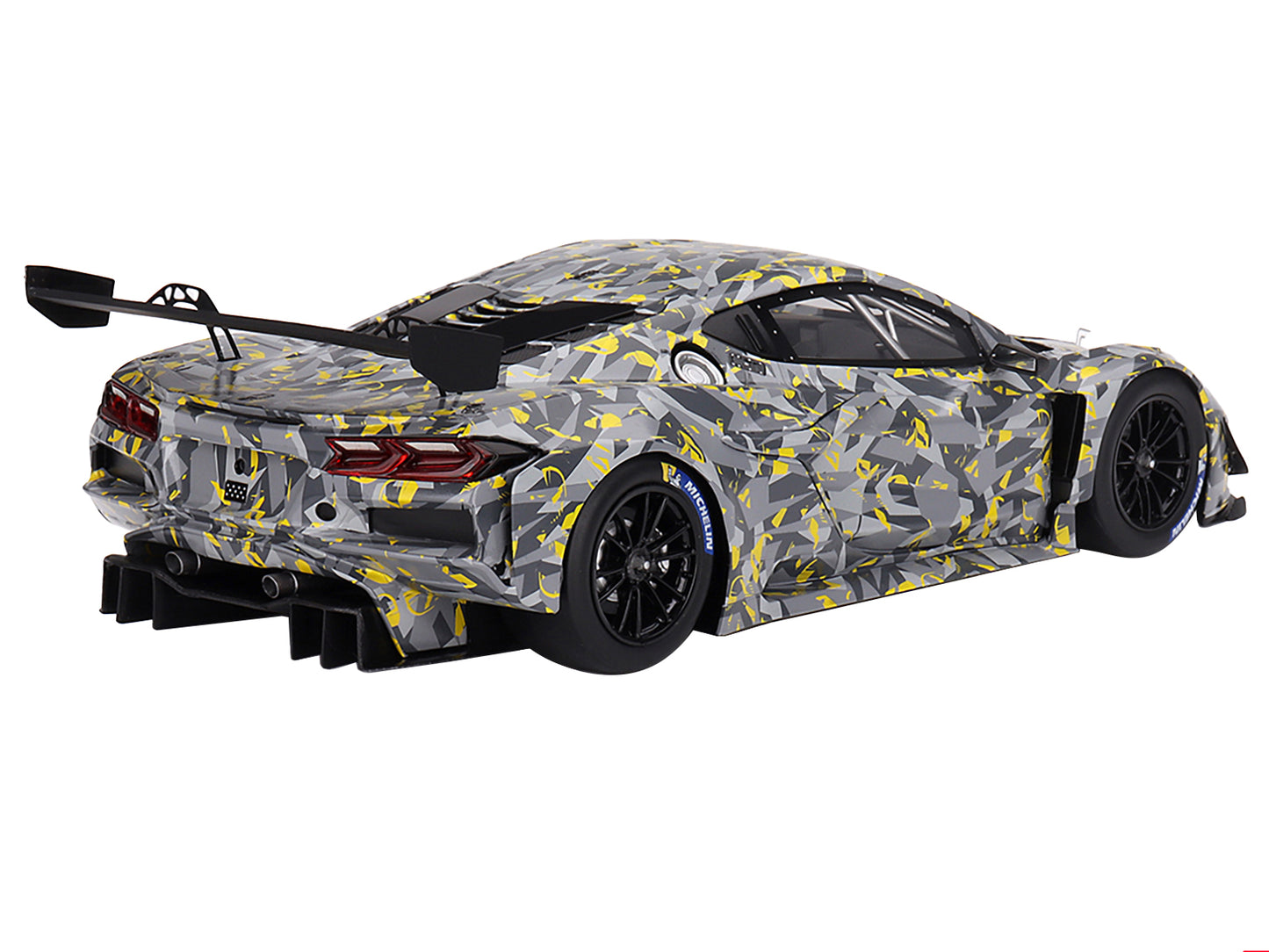 Chevrolet Corvette Z06 GT3.R Gray and Yellow Graphics "Sebring Test Car" (2022) 1/18 Model Car by Top Speed