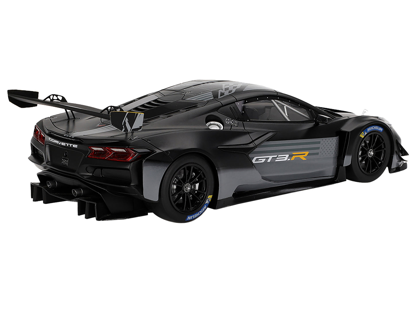 Chevrolet Corvette Z06 GT3.R Black with Graphics "Road America Test Car" (2023) 1/18 Model Car by Top Speed