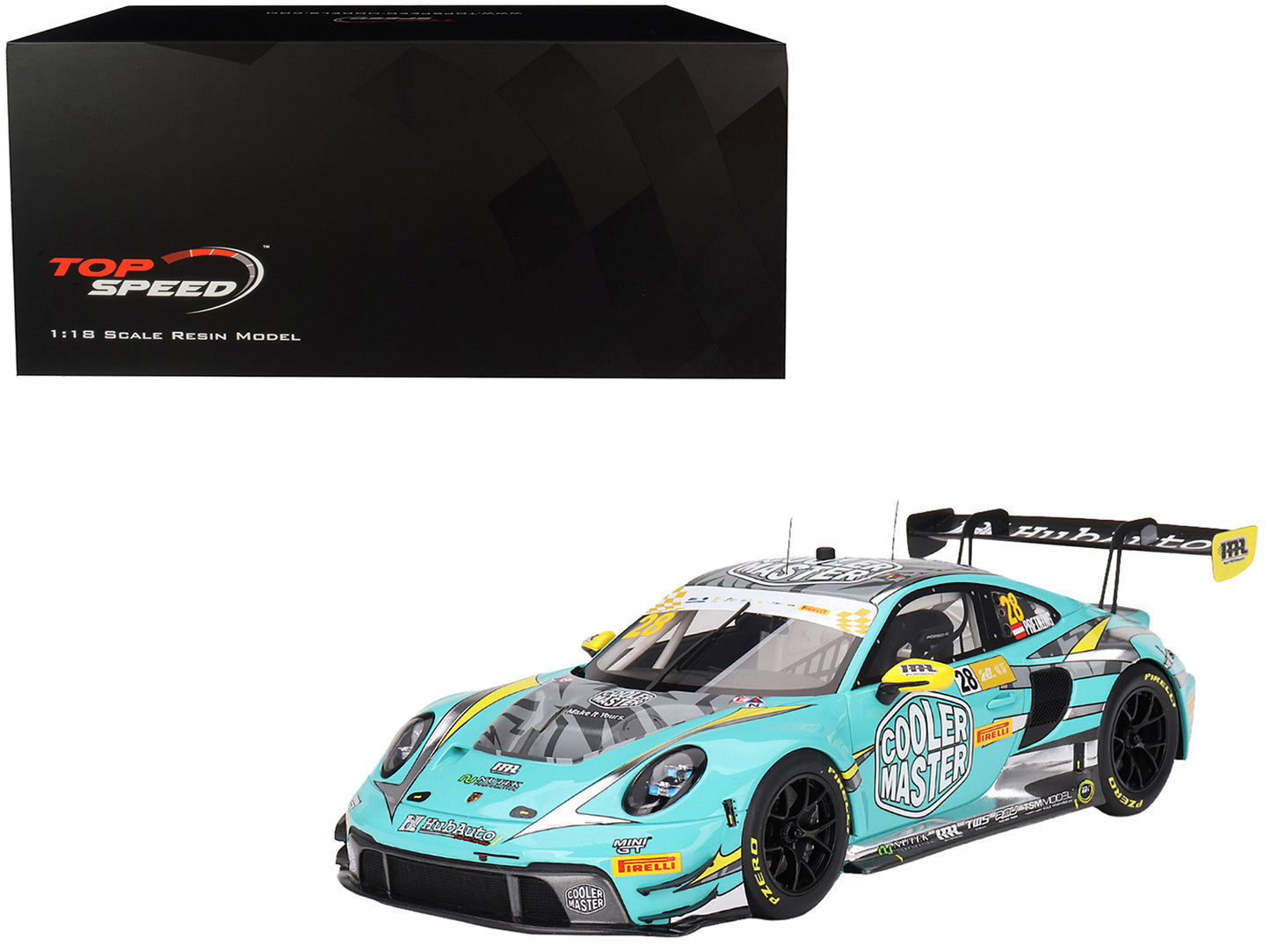 Porsche 911 GT3 R #28 Thomas Preining "HubAuto Racing" FIA GT World Cup "70th Macau Grand Prix" (2023) 1/18 Model Car by Top Speed