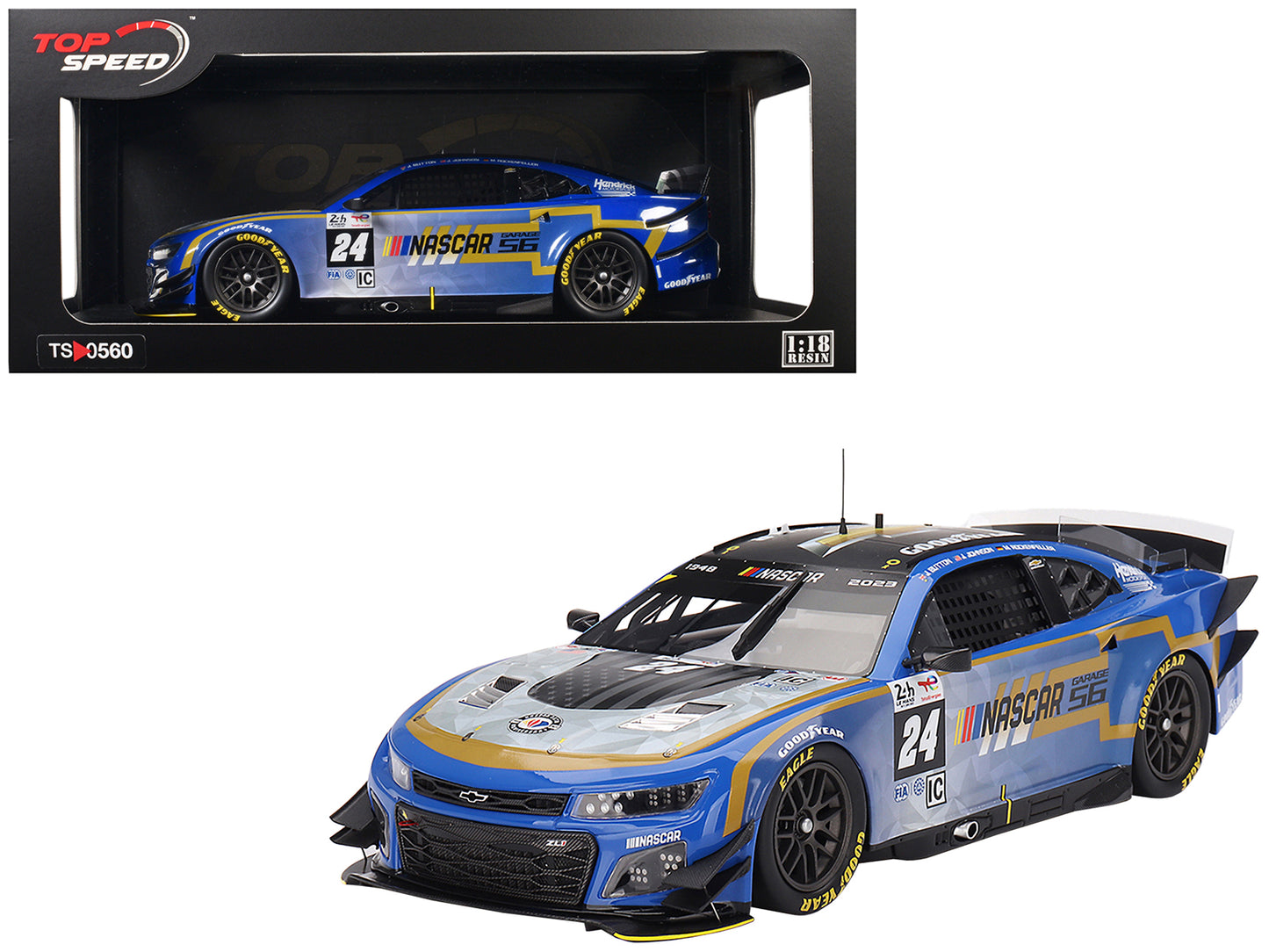 Chevrolet Camaro ZL1 #24 Jenson Button - Jimmie Johnson - Mike Rockenfeller "Hendrick Motorsports - NASCAR Next Gen Garage 56" Innovative "24 Hours of Le Mans" (2023) 1/18 Model Car by Top Speed