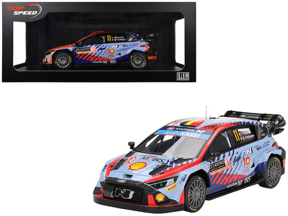 Hyundai i20 N Rally1 Hybrid #11 Thierry Neuville - Martijn Wydaeghe "Hyundai Shell Mobis WRT"  Winner WRC "Monte Carlo Rally" (2024) 1/18 Model Car by Top Speed