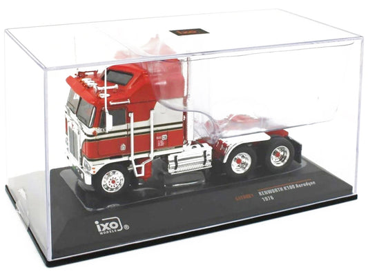 1976 Kenworth K100 Aerodyne Truck Tractor Red and White 1/64 Diecast Model by IXO Models