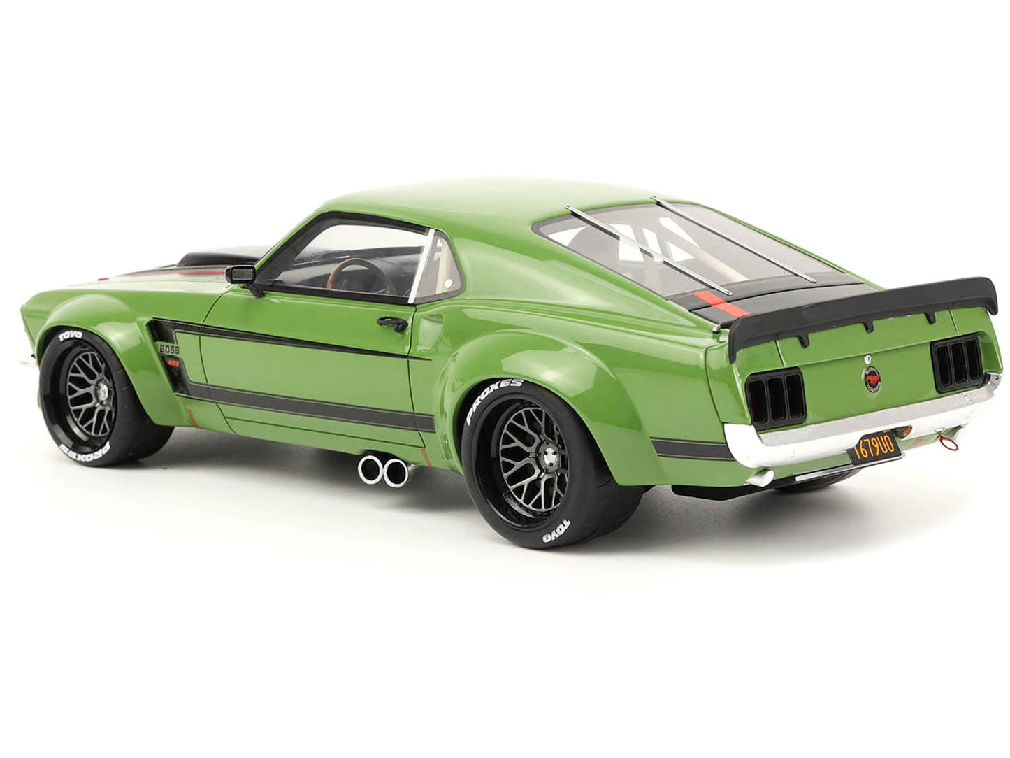 1970 Ford Mustang Widebody "By Ruffian" Green with Black Stripes 1/18 Model Car by GT Spirit for ACME