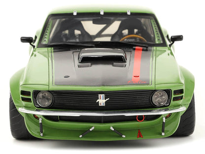 1970 Ford Mustang Widebody "By Ruffian" Green with Black Stripes 1/18 Model Car by GT Spirit for ACME