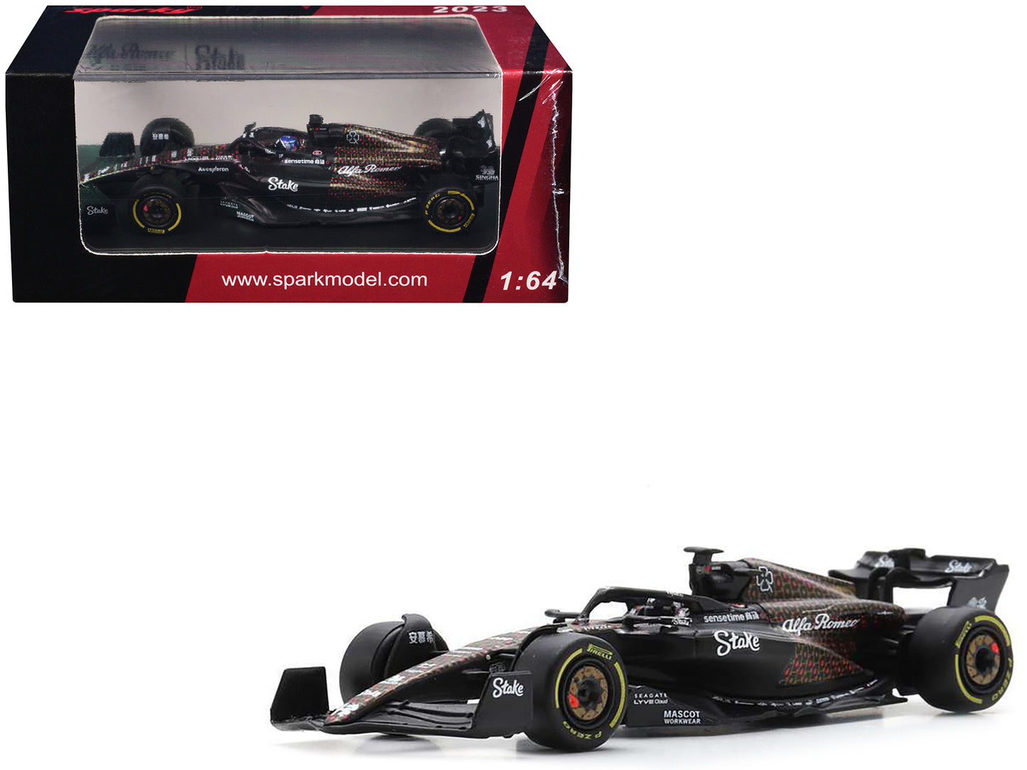 Alfa Romeo C43 #77 Valtteri Bottas "Team Stake" Formula One F1 "Las Vegas GP" (2023) 1/64 Diecast Model Car by Sparky