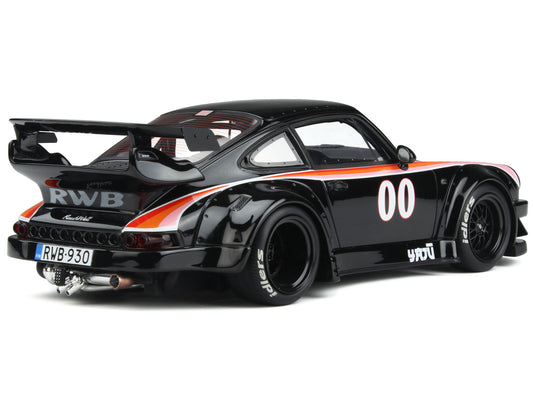 2019 Porsche 930 RWB Bodykit #00 "Yaju" Black with Stripes 1/18 Model Car by GT Spirit