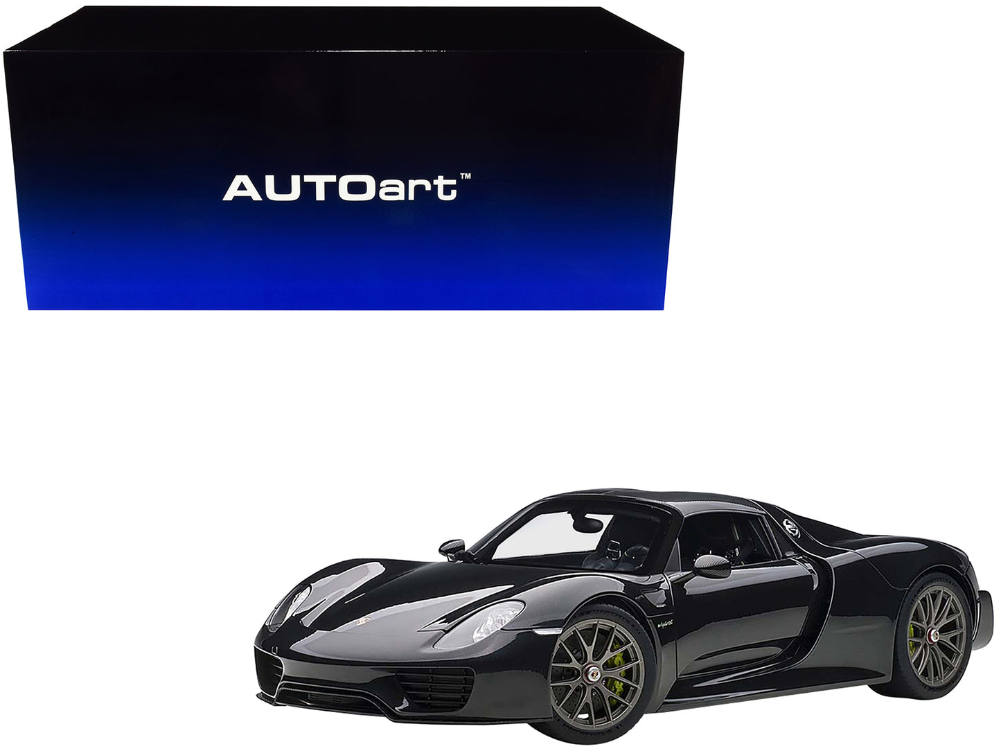 Porsche 918 Spyder Weissach Package Basalt Schwarz Black Metallic 1/12 Model Car by Autoart