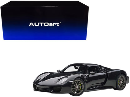 Porsche 918 Spyder Weissach Package Basalt Schwarz Black Metallic 1/12 Model Car by Autoart