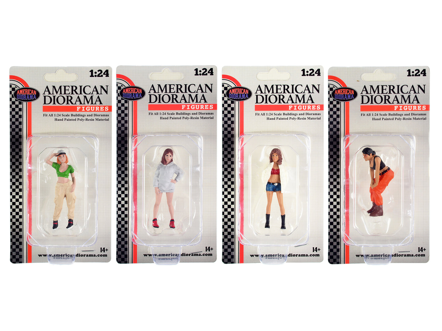 "Hip Hop Girls" 4 Piece Figure Set for 1/24 Scale Models by American Diorama