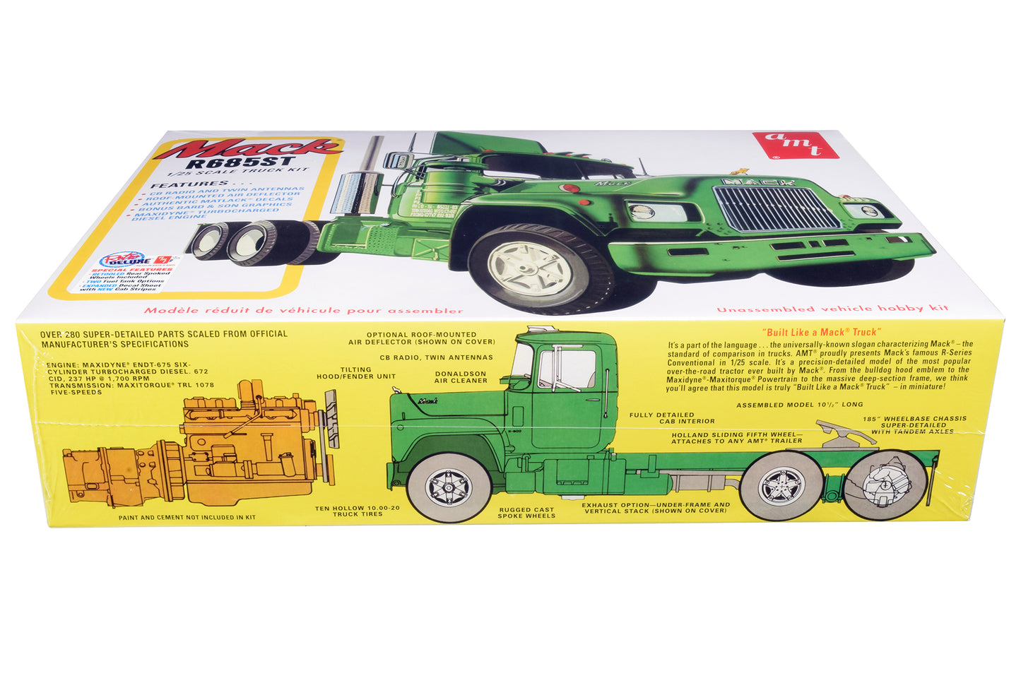 Skill 3 Model Kit Mack R685ST Semi Tractor Truck 1/25 Scale Model by AMT