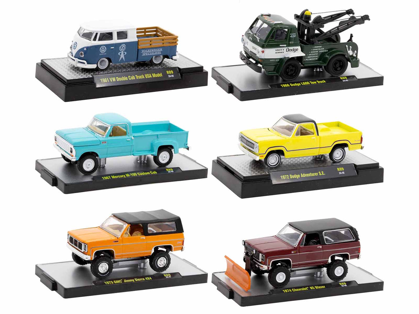 "Auto-Thentics" 6 piece Set Release 89 IN DISPLAY CASES Limited Edition 1/64 Diecast Model Cars by M2 Machines