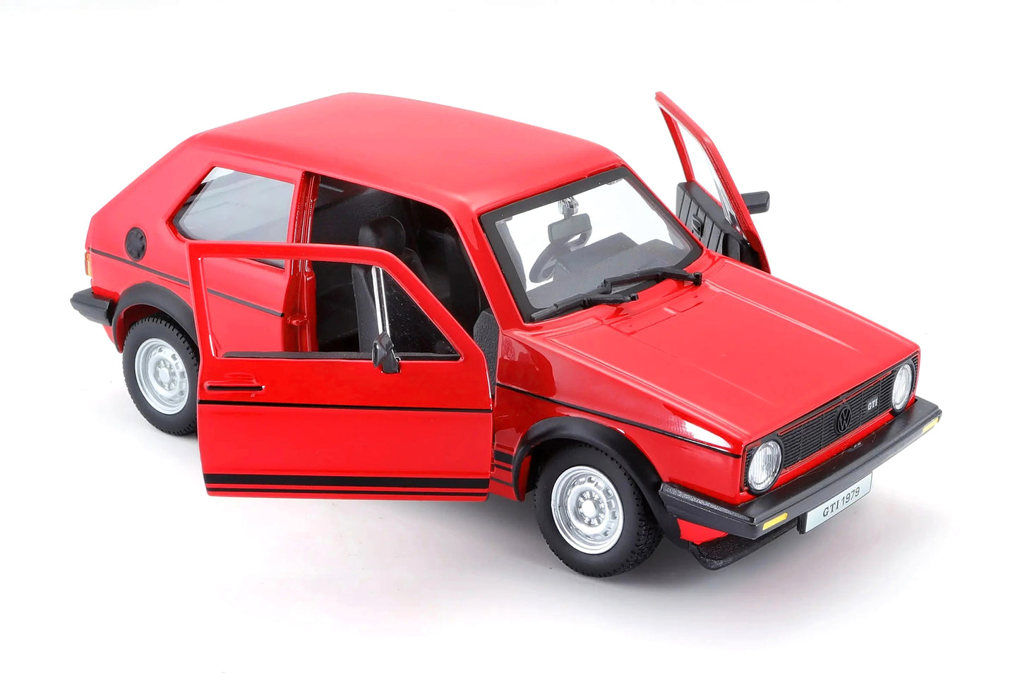 1979 Volkswagen Golf Mk1 GTI Red with Black Stripes 1/24 Diecast Model Car by Bburago