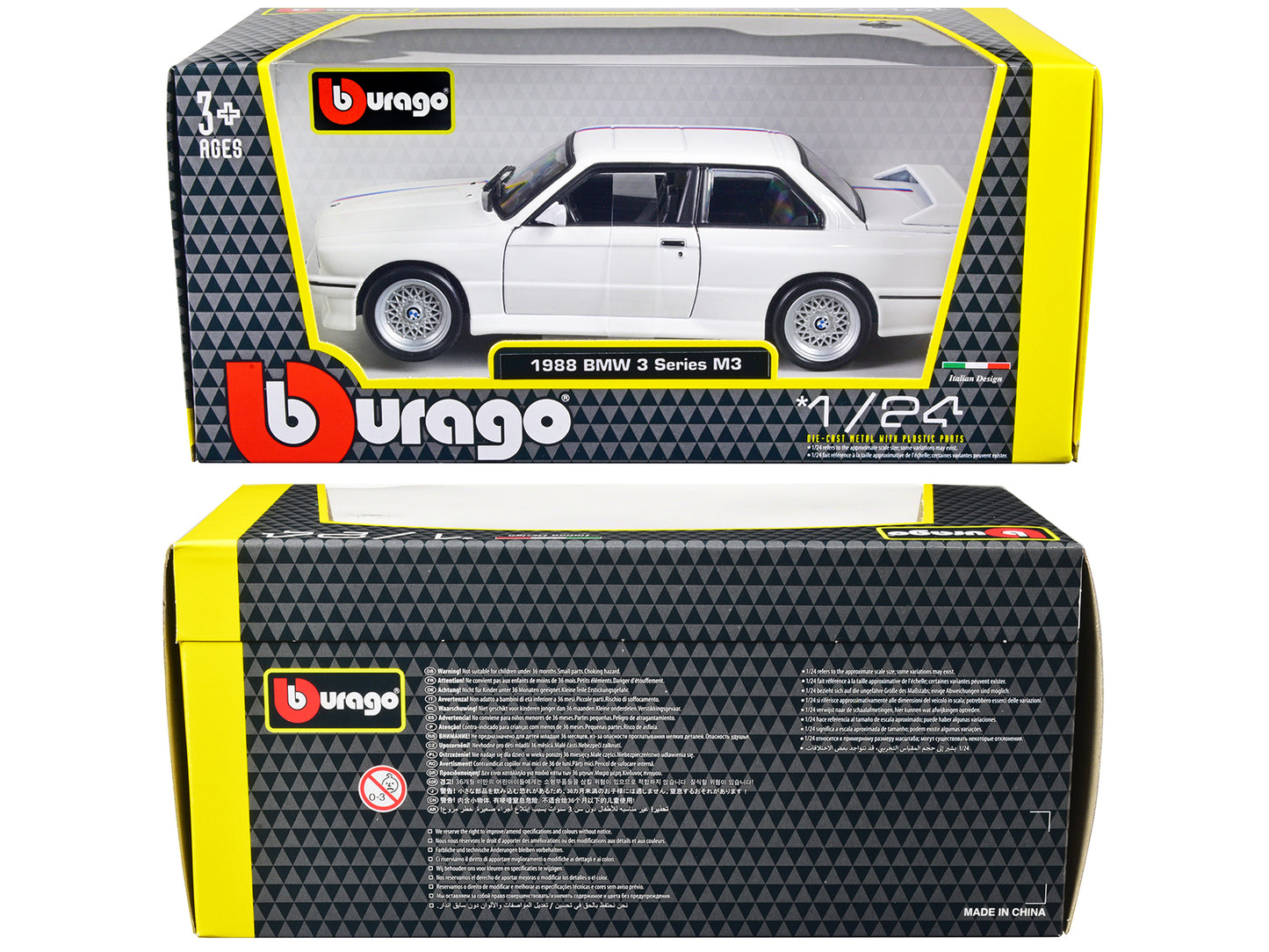 1988 BMW 3 Series M3 E30 White 1/24 Diecast Model Car by Bburago