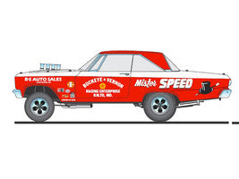 1965 Plymouth AWB "Mister Speed" Red and White with Graphics Limited Edition to 378 pieces Worldwide 1/18 Diecast Model Car by ACME