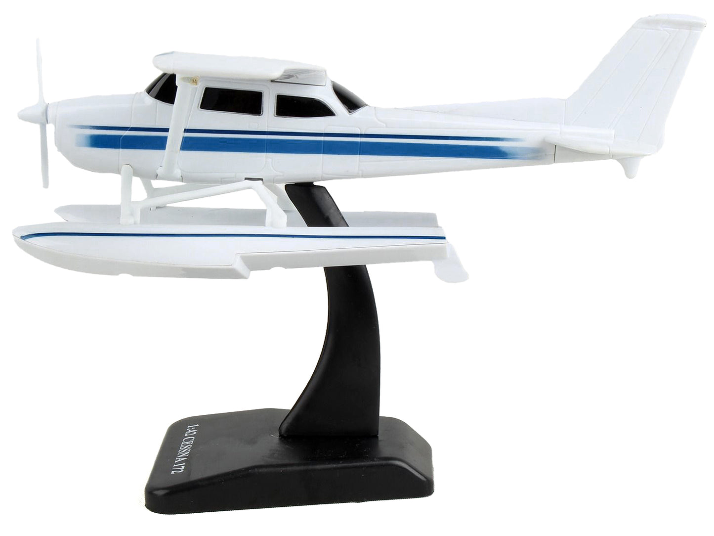 Cessna 172 Skyhawk Aircraft with Floats White with Blue Stripes "Sky Kids" Series 1/42 Plastic Model Airplane by Daron