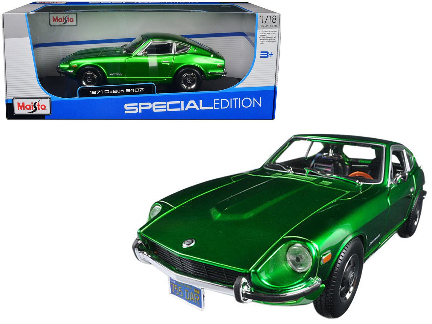 1971 Datsun 240z Green 1/18 Diecast Model Car by Maisto