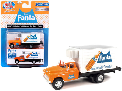 1957 Chevrolet Refrigerated Box Truck Orange with White Top "Fanta" 1/87 (HO) Scale Model by Classic Metal Works