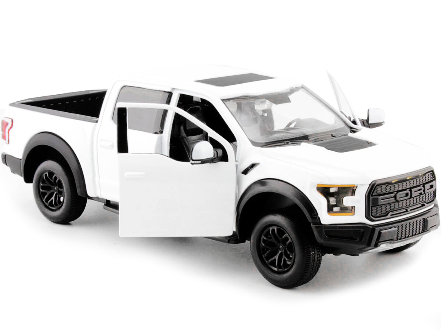 2017 Ford F-150 Raptor Pickup Truck White with Black Wheels 1/24 Diecast Model Car by Motormax