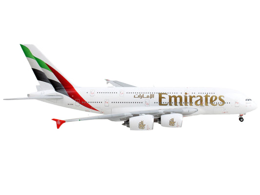 Airbus A380-800 Commercial Aircraft "Emirates Airlines" White with Tail Stripes 1/400 Diecast Model Airplane by GeminiJets