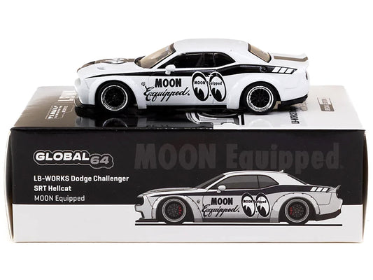 Dodge Challenger LB-WORKS SRT Hellcat White with Graphics "MOON Equipped - Mooneyes" "Global64" Series 1/64 Diecast Model by Tarmac Works