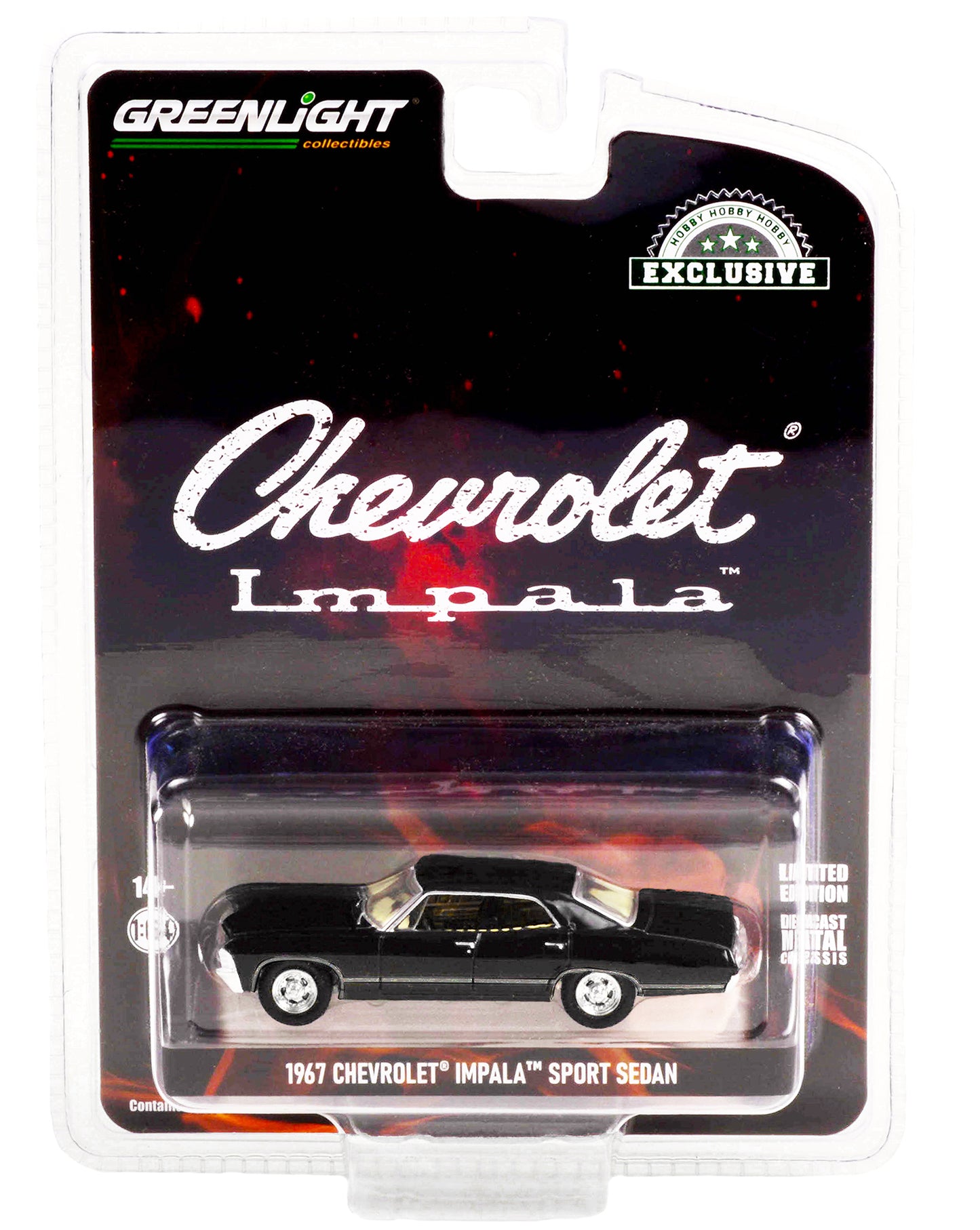 1967 Chevrolet Impala Sport Sedan Tuxedo Black "Hobby Exclusive" 1/64 Diecast Model Car by Greenlight