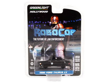 1986 Ford Taurus LX Matt Black "Detroit Police" "RoboCop" (1987) Movie "Hollywood Series" Release 34 1/64 Diecast Model Car by Greenlight