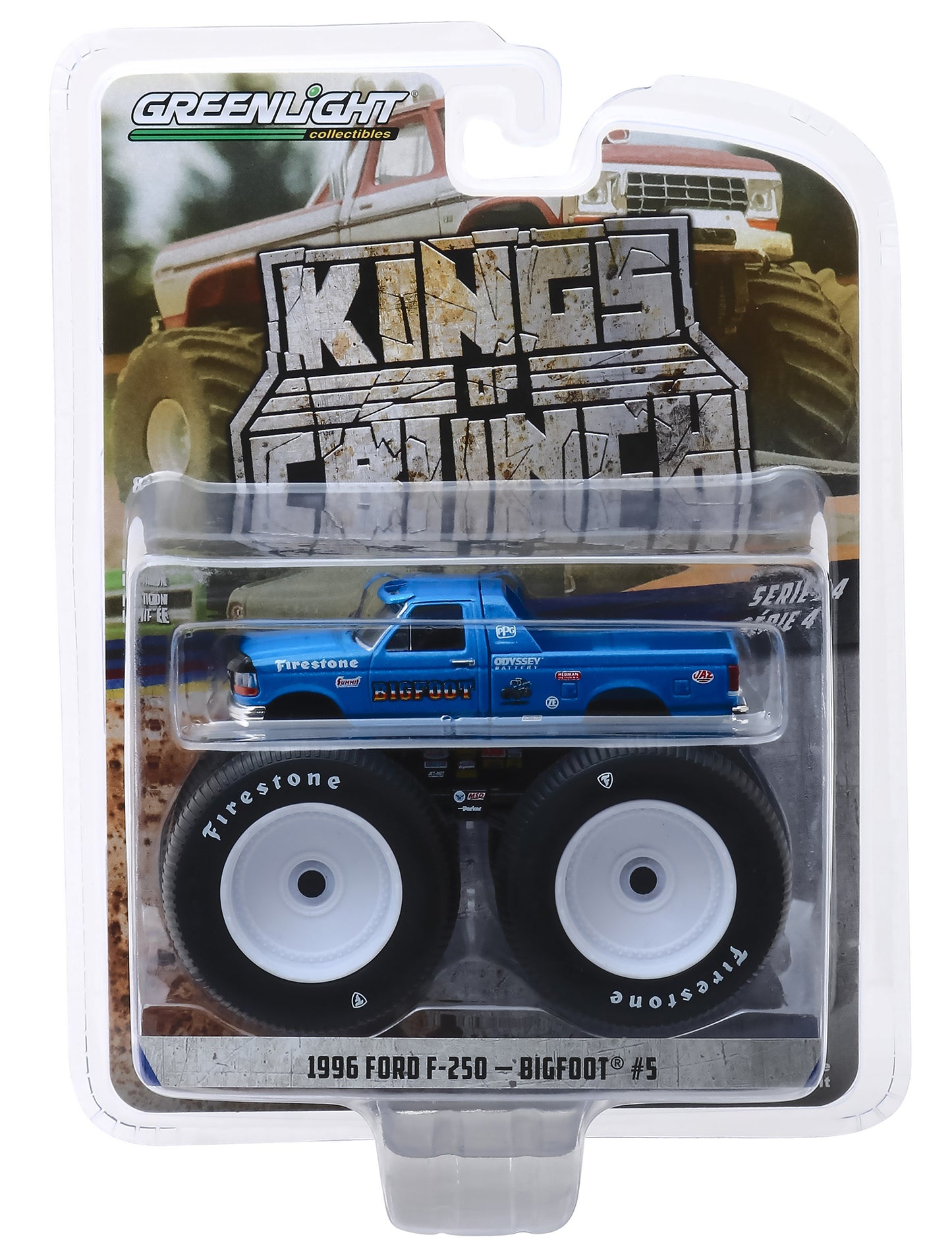 1996 Ford F-250 Monster Truck "Bigfoot #5" Blue "Kings of Crunch" Series 4 1/64 Diecast Model Car by Greenlight