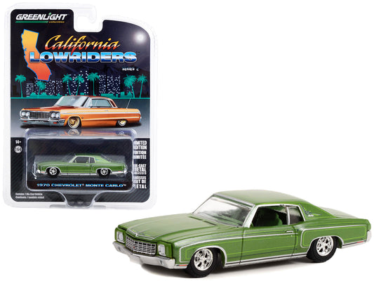 1970 Chevrolet Monte Carlo Green Metallic with Green Interior "California Lowriders" Series 2 1/64 Diecast Model Car by Greenlight