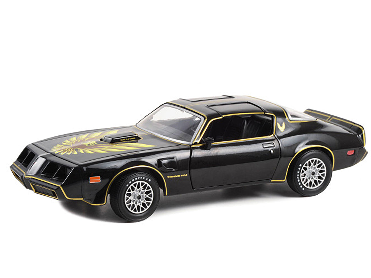 1979 Pontiac Firebird T/A Trans Am Black with Hood Phoenix "Rocky II" (1979) Movie 1/24 Diecast Model Car by Greenlight