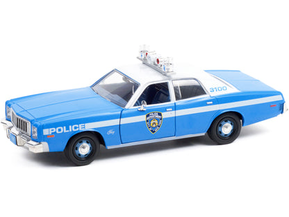 1975 Plymouth Fury Light Blue with White Top "New York City Police Department" (NYPD) "Hot Pursuit" Series 1/24 Diecast Model Car by Greenlight