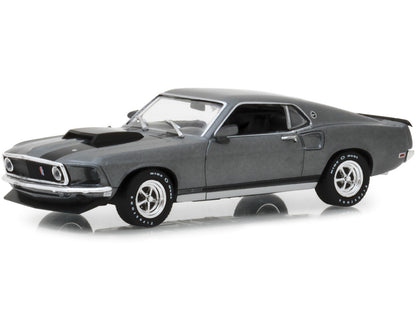 1969 Ford Mustang BOSS 429 Gray with Black Stripes "John Wick" (2014) Movie 1/43 Diecast Model Car by Greenlight