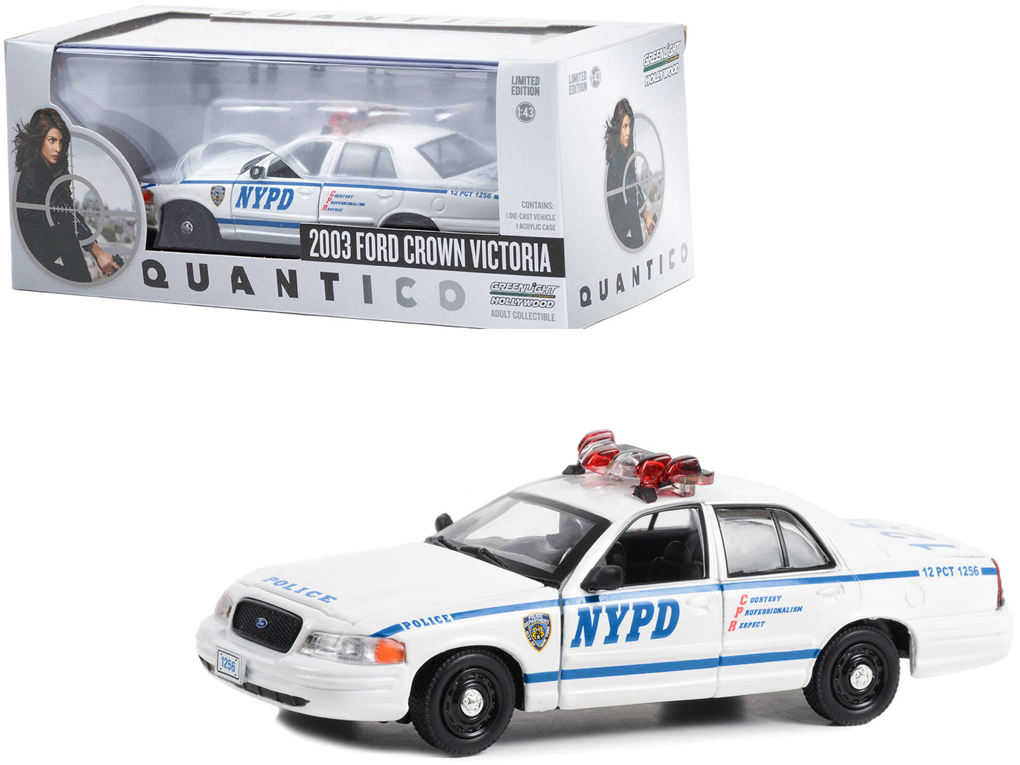 2003 Ford Crown Victoria Police Interceptor NYPD (New York City Police Dept) White "Quantico" (2015-2018) TV Series 1/43 Diecast Model Car by Greenlight