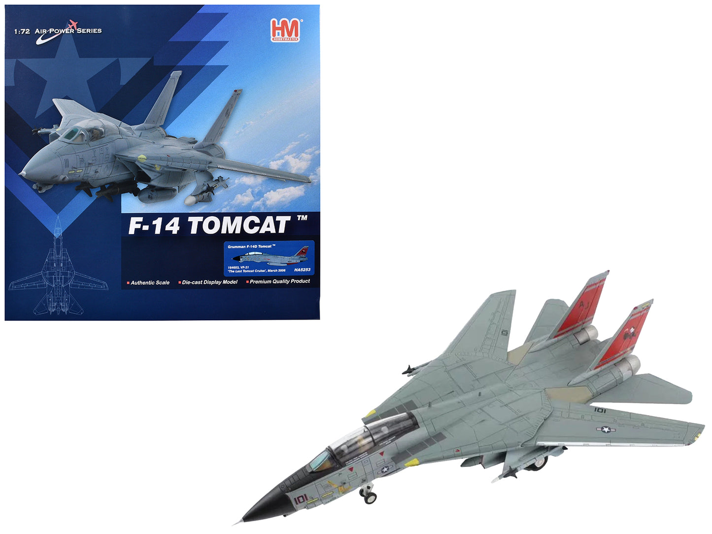 Grumman F-14D Tomcat Fighter Aircraft "VF-31 Tomcatters The Last Tomcat Cruise" (2006) United States Navy "Air Power Series" 1/72 Diecast Model by Hobby Master