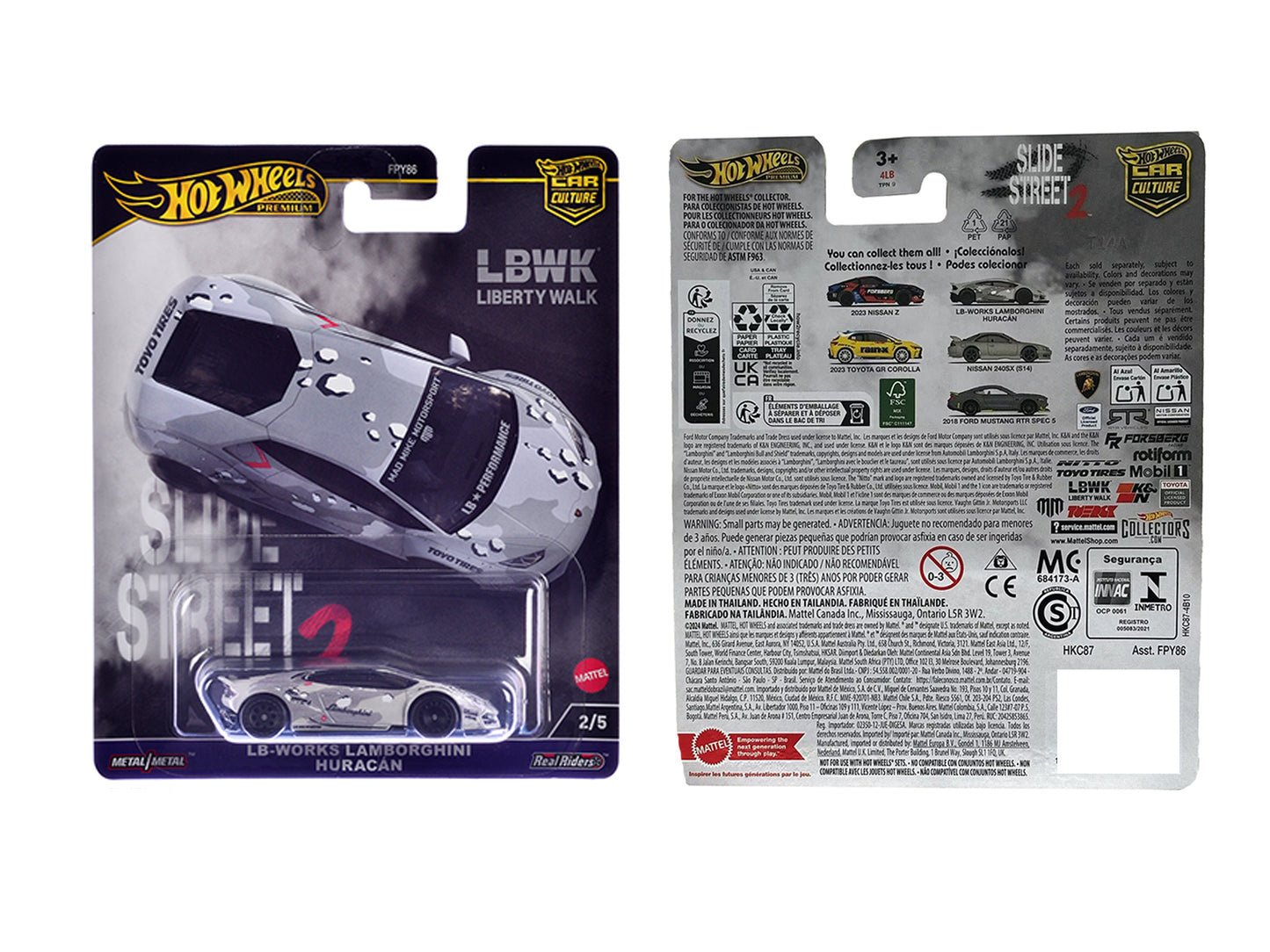 Lamborghini Huracan LB-Works Gray with Graphics "Slide Street 2" Series Diecast Model Car by Hot Wheels