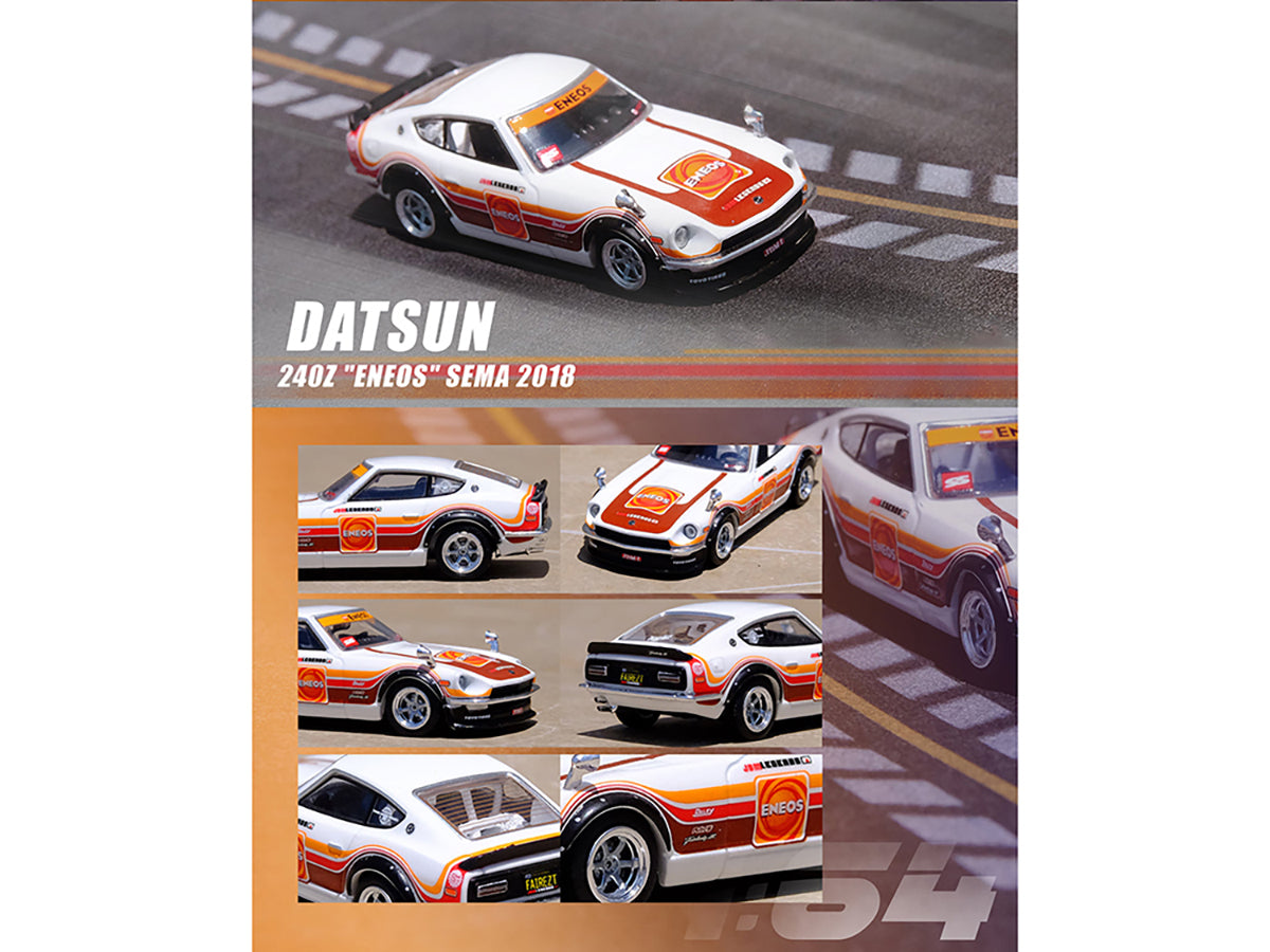 Datsun 240Z White with Stripes "Eneos" SEMA (2018) 1/64 Diecast Model Car by Inno Models