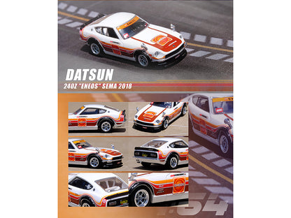 Datsun 240Z White with Stripes "Eneos" SEMA (2018) 1/64 Diecast Model Car by Inno Models