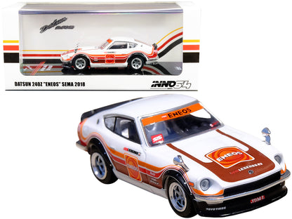 Datsun 240Z White with Stripes "Eneos" SEMA (2018) 1/64 Diecast Model Car by Inno Models