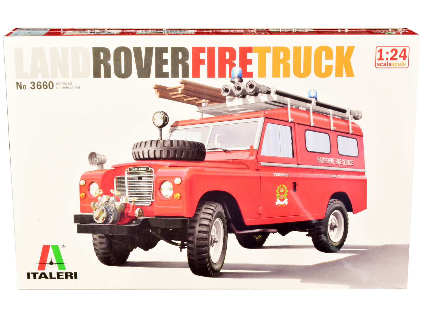 Skill 3 Model Kit Land Rover Fire Truck 1/24 Scale Model by Italeri