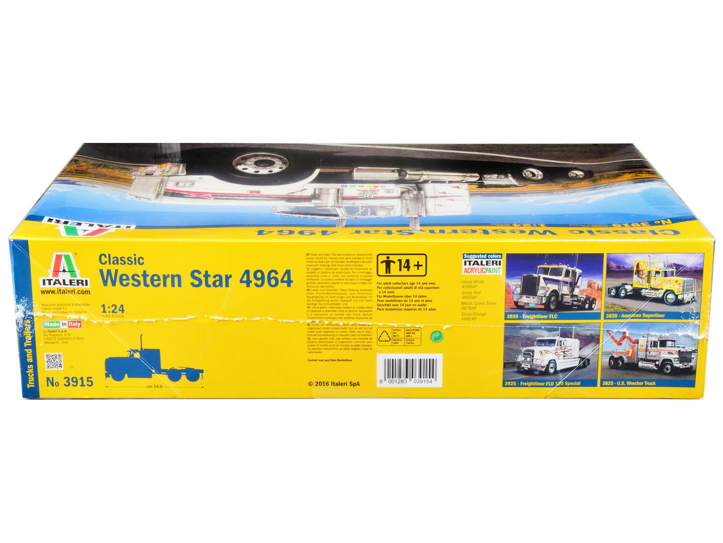 Skill 3 Model Kit Western Star Classic 4964 Truck Tractor 1/24 Scale Model by Italeri