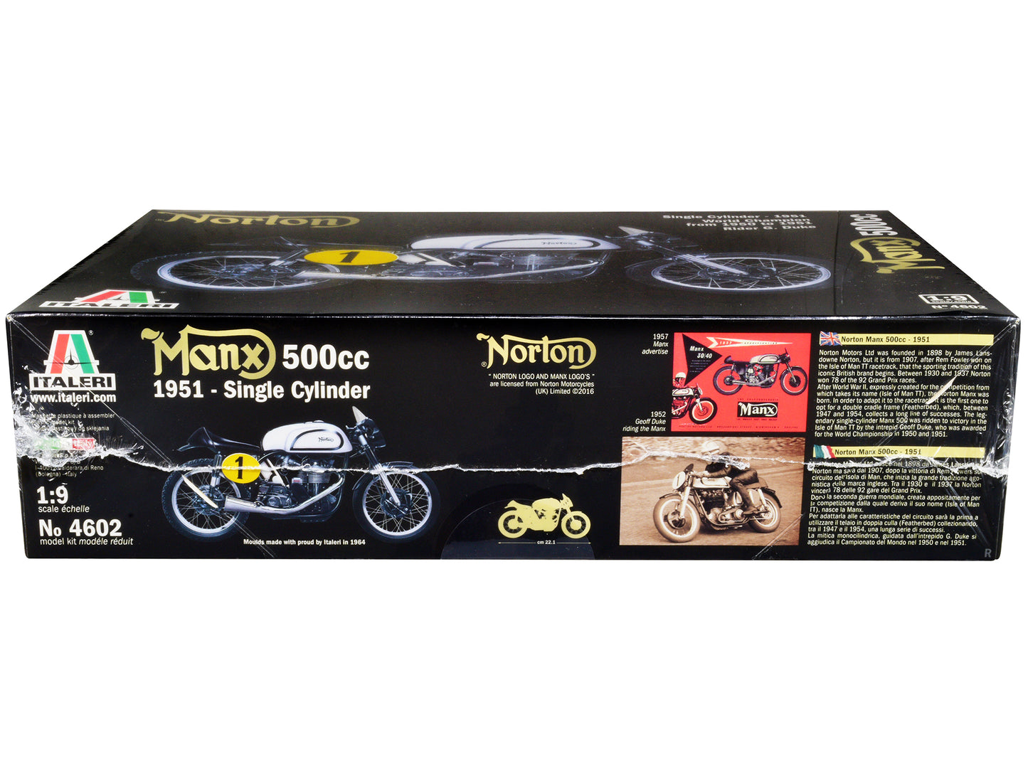 Skill 5 Model Kit Norton Manx 500cc Motorcycle #1 "World Champion 1950 to 1951" 1/9 Scale Model by Italeri