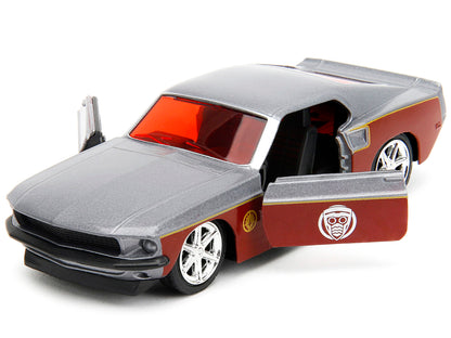 1969 Ford Mustang Silver Metallic and Dark Red and Star Lord Diecast Figure "Marvel Guardians of the Galaxy" "Hollywood Rides" Series 1/32 Diecast Model Car by Jada