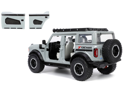 2021 Ford Bronco Gray with Black Stripes with Roof Rack "Own the Night" "Just Trucks" Series 1/24 Diecast Model Car by Jada