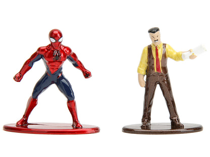 "Daily Bugle" and Subway Diorama Set with Spider-Man and J. Jonah Jameson Diecast Figures "Marvel's Spider-Man" "Nano Scene" Series Models by Jada