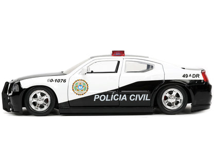 2006 Dodge Charger Police Black and White "Policia Civil" "Fast & Furious" Series 1/24 Diecast Model Car by Jada