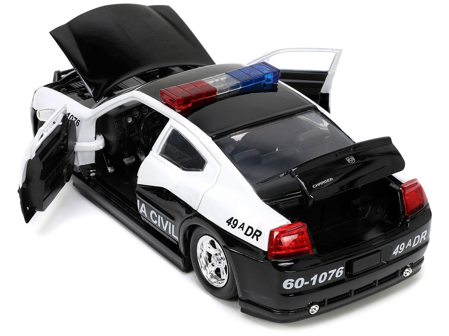 2006 Dodge Charger Police Black and White "Policia Civil" "Fast & Furious" Series 1/24 Diecast Model Car by Jada