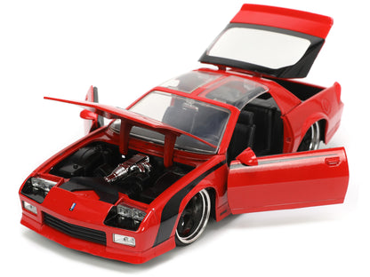 1985 Chevrolet Camaro Red with Black Stripes "Bigtime Muscle" Series 1/24 Diecast Model Car by Jada