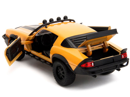 1977 Chevrolet Camaro Off-Road Version "Bumblebee" Yellow Metallic with Black Stripes and Transformers Logo Diecast Statue "Transformers: Rise of the Beasts" (2023) Movie "Hollywood Rides" Series 1/24 Diecast Model Car by Jada