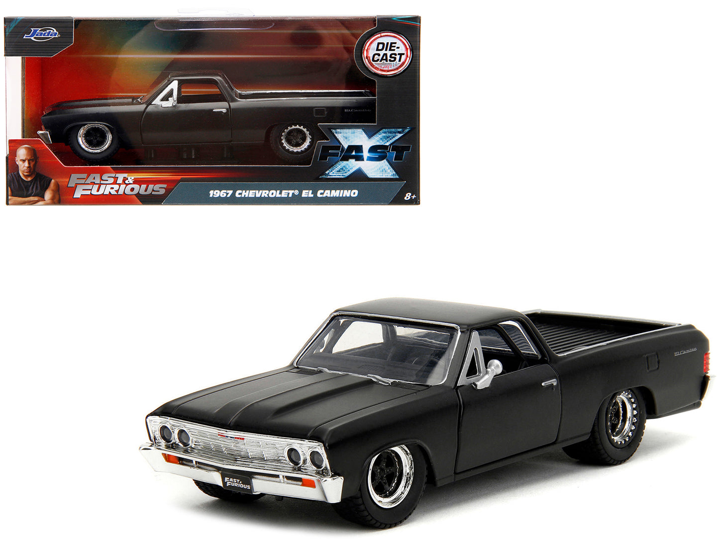 1967 Chevrolet El Camino Matt Black "Fast & Furious" Series 1/32 Diecast Model Car by Jada