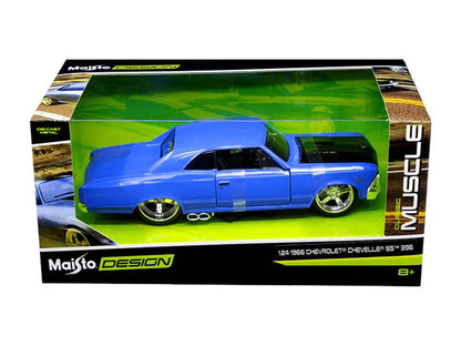 1966 Chevrolet Chevelle SS 396 Blue with Black Hood "Classic Muscle" 1/24 Diecast Model Car by Maisto